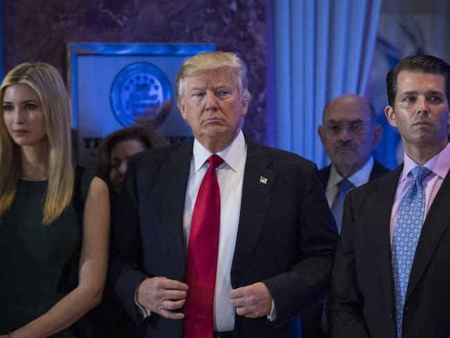 Trump y sus hijos Donald Jr e Ivanka 