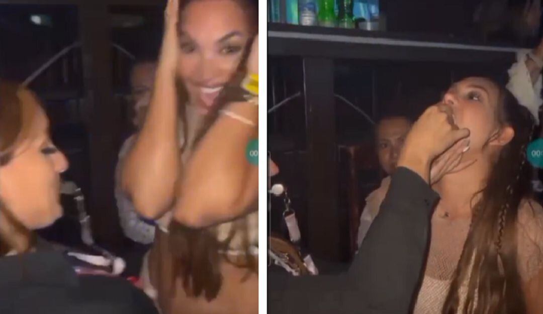 "Qué manoseada", a Andrea Valdiri tras recibirle 'chupito' de trago a mujer