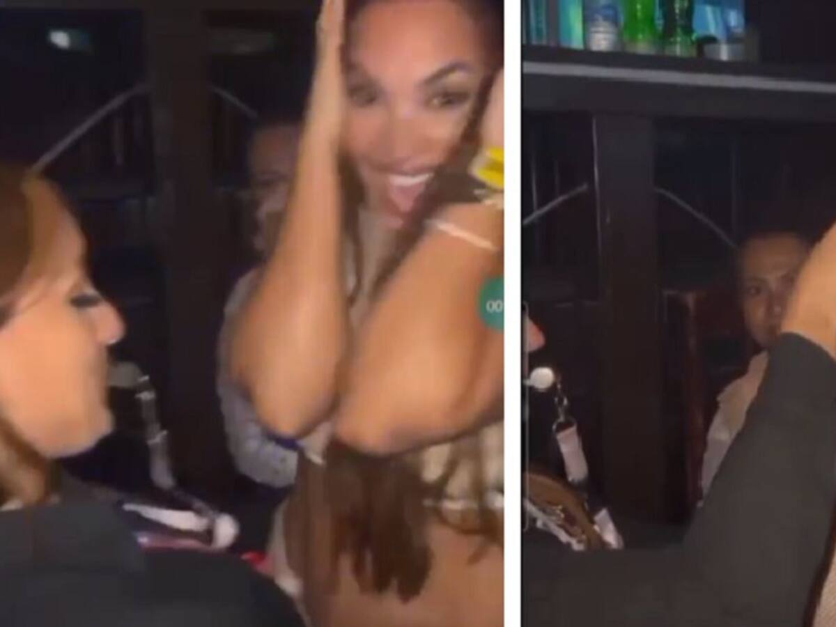 "Qué manoseada", a Andrea Valdiri tras recibirle 'chupito' de trago a mujer