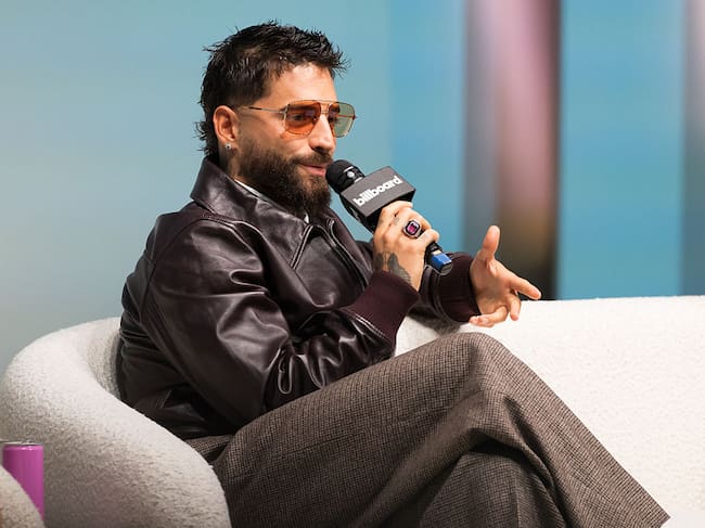 MIAMI BEACH, FLORIDA - OCTOBER 21: Maluma speaks onstage during Billboard Latin Music Week Miami 2026 at Faena Forum on October 21, 2026 in Miami Beach, Florida. (Photo by Jason Koerner/Getty Images)