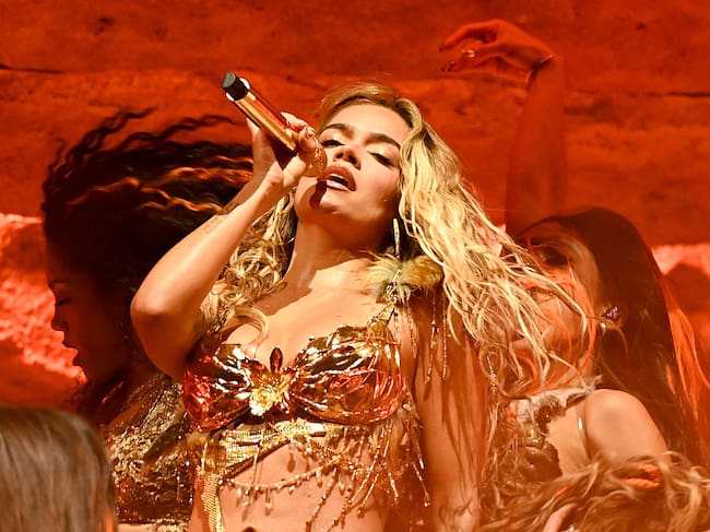 Karol G performs at the 2026 Coachella Valley Music And Arts Festival - Weekend 1 - Day 3 on April 12, 2026 in Indio, California. (Photo by Katie Flores/Billboard via Getty Images)