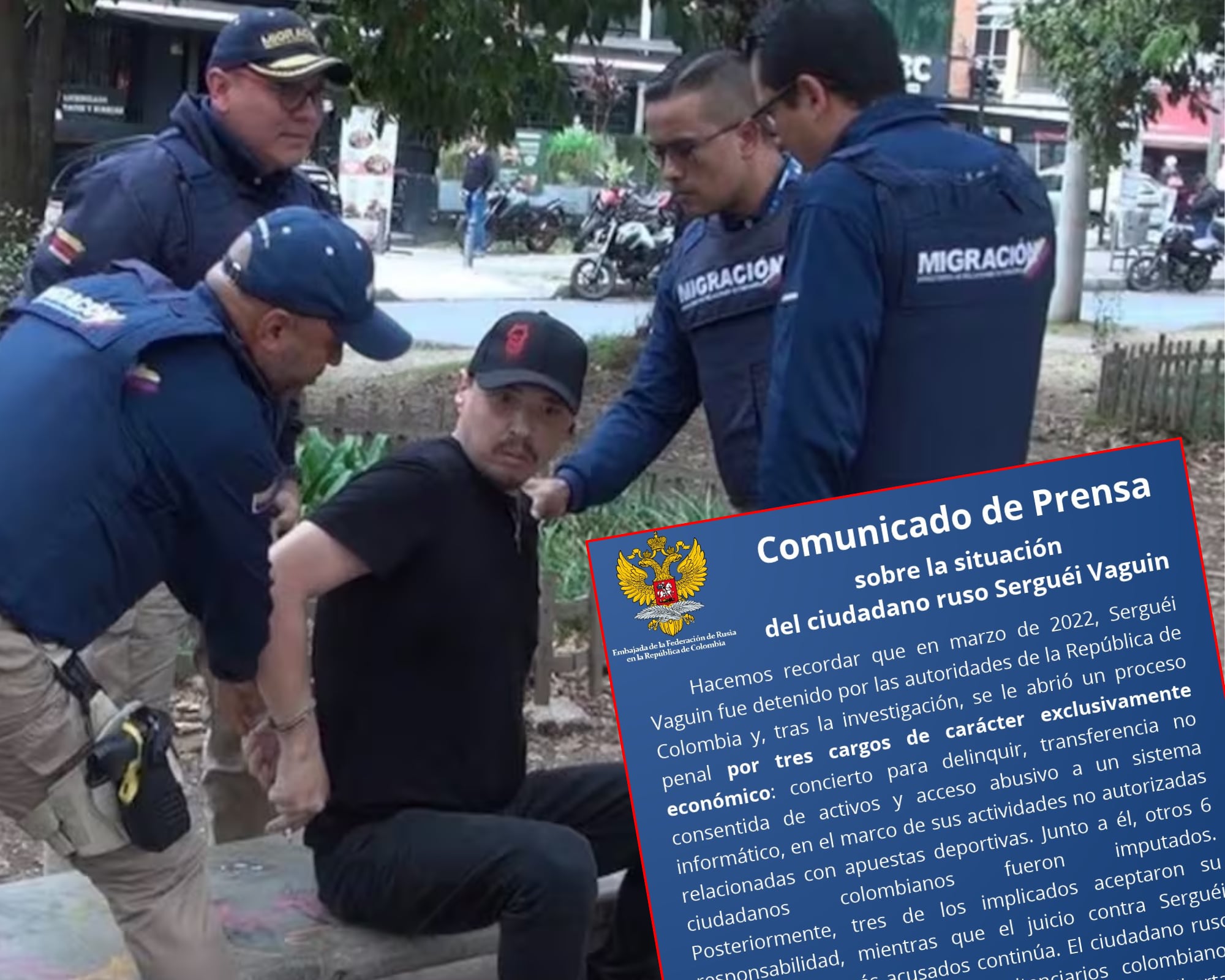 La representación diplomática rusa en Bogotá reconoció que el ciudadano ruso hizo parte de un proceso penal por ‘delitos económicos’ pero rechazó su vinculación con grupos criminales y espionaje.
(Foto:   Captura de Pantalla, Embajada de Rusia en Bogotá, Caracol Radio)