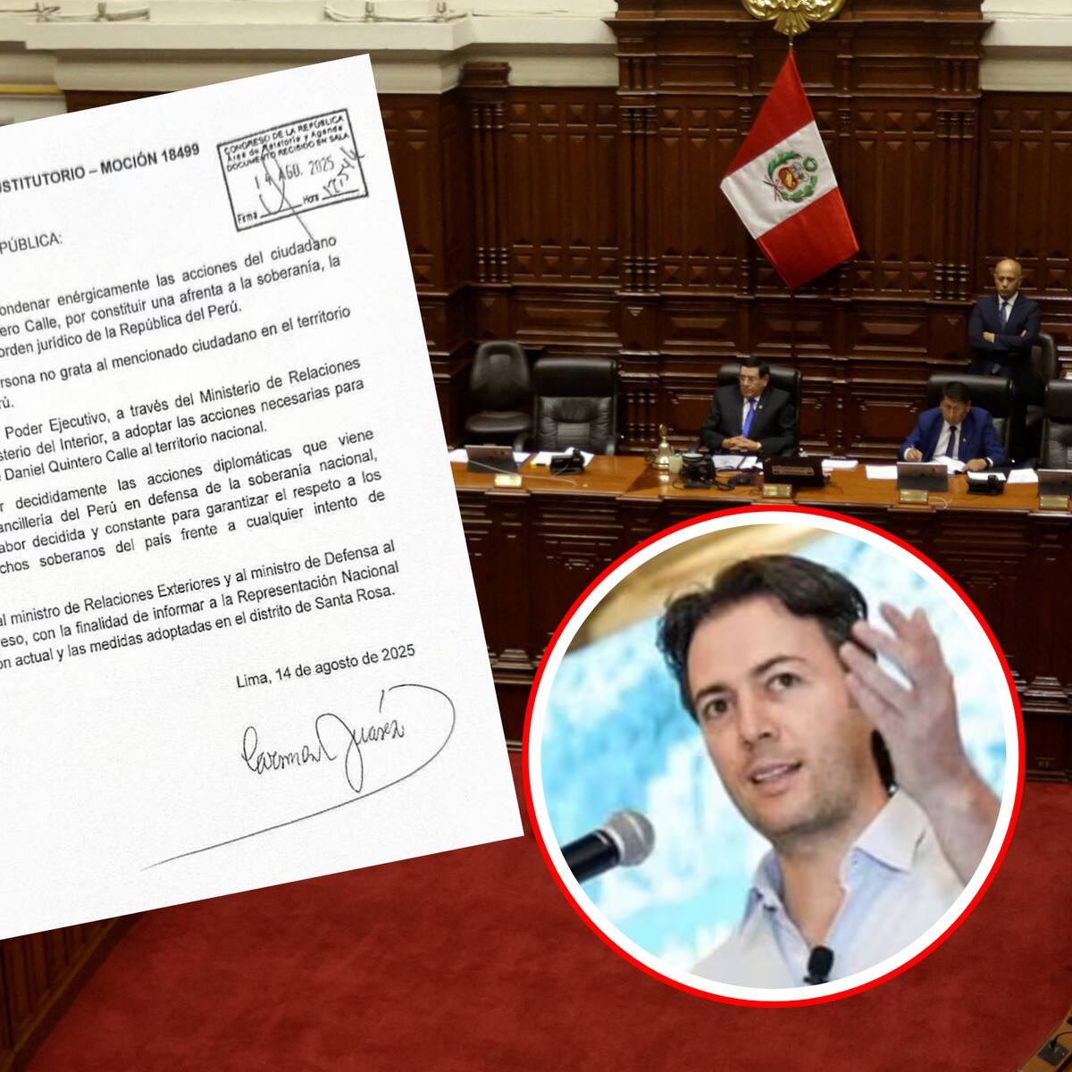 Congreso de Perú declara persona no grata a Daniel Quintero