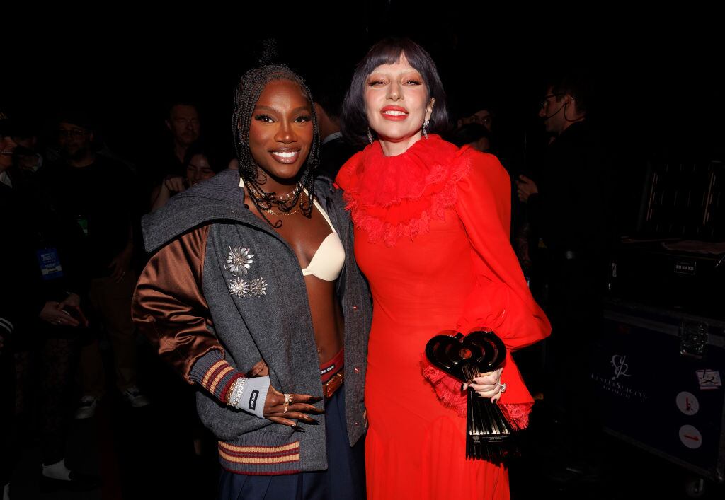 Doechii, Lady Gaga at the 2025 iHeartRadio Music Awards held at the Dolby Theatre on March 17, 2025 in Los Angeles, California. (Photo by Christoper Polk/Variety via Getty Images)