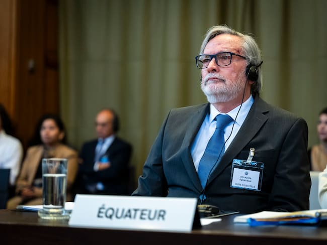 El representante de Ecuador, Andrés Terán Parra ante la Corte Internacional de Justicia (CIJ). 
EFE/ICJ PEACE PALACE/