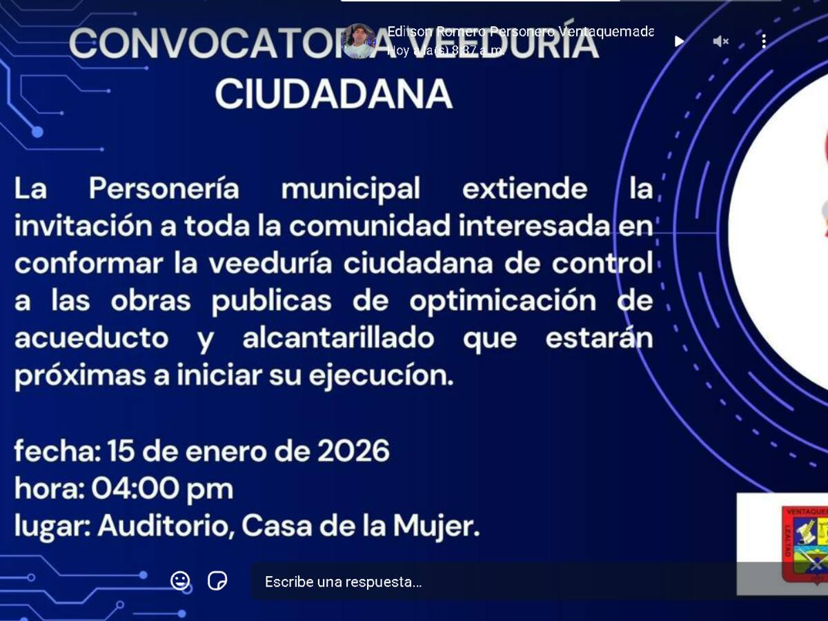 Convocan veeduría ciudadana para vigilar obras públicas en Ventaquemada