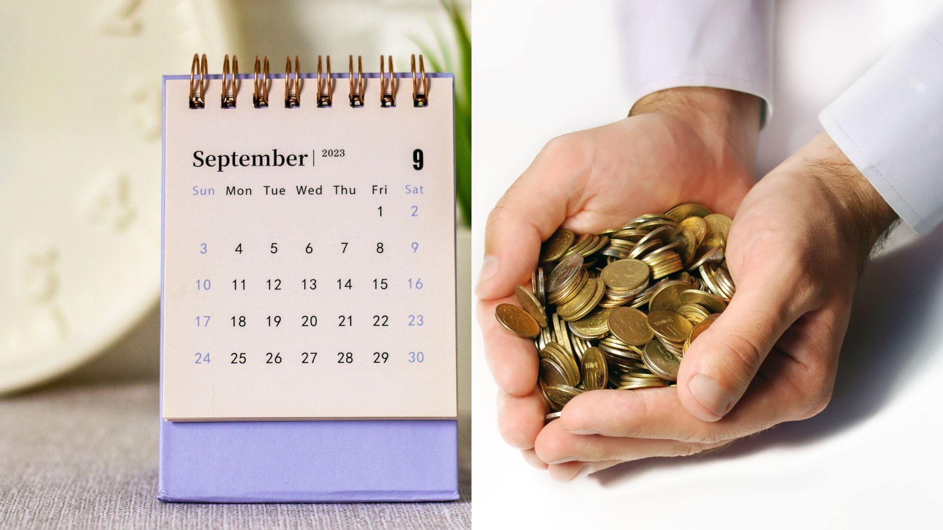 Calendario y manos con dinero. Imagen de referencia. Fotos: Getty Images.