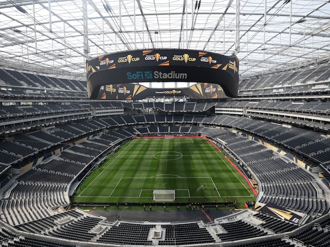 INGLEWOOD, CALIFORNIA - JUNE 14: A general view inside the SoFi Stadium, home of the Los Angeles Rams and Los Angeles Chargers and a venue for the FIFA World Cup 2026 prior to the Gold Cup Group A match between Mexico and Dominican Republic at SoFi Stadium on June 14, 2025 in Inglewood, California. (Photo by Catherine Ivill - AMA/Getty Images)