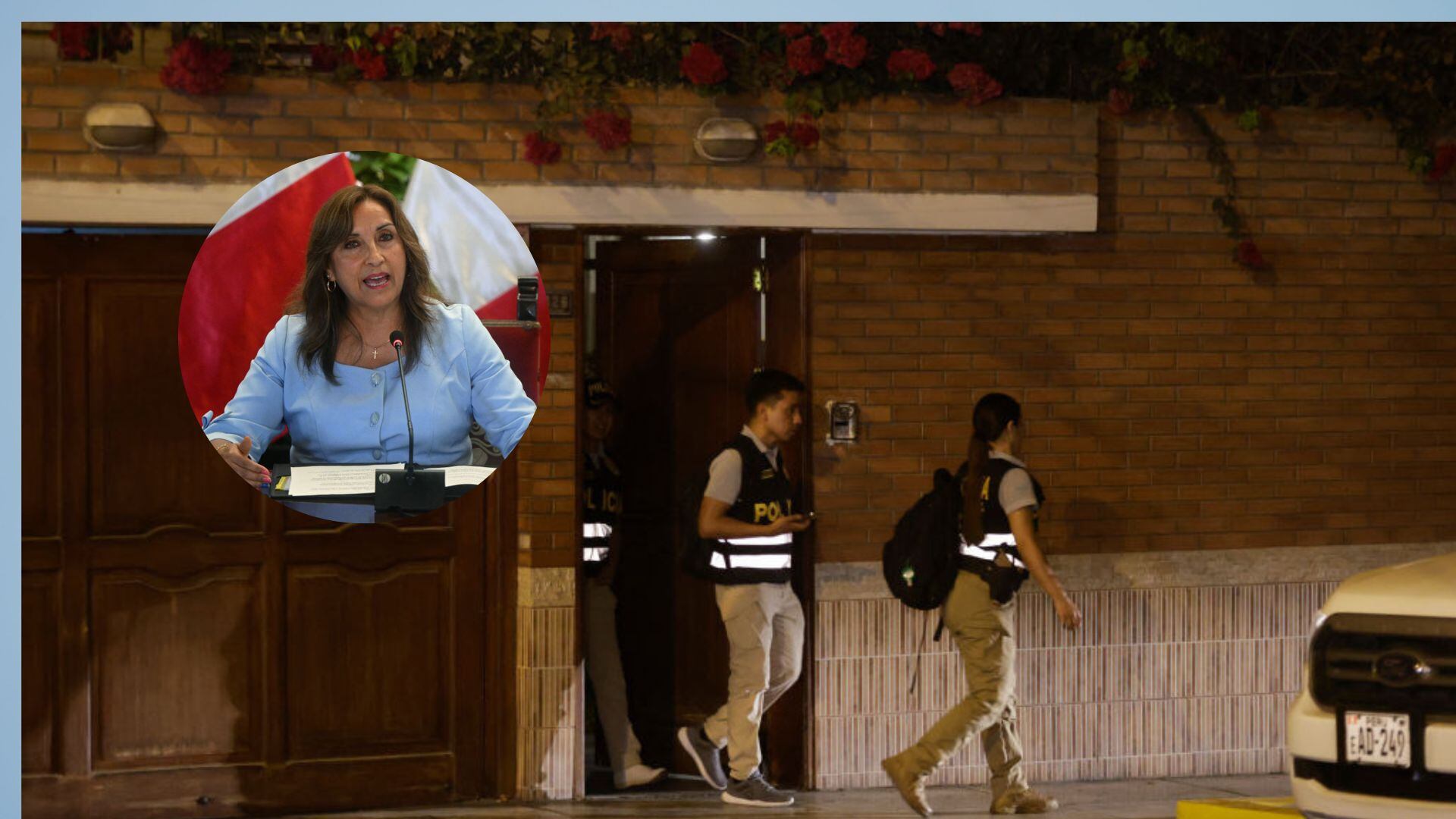 La policía abandona la casa de la presidenta Dina Boluarte durante una redada ordenada por la Fiscalía General como parte de una investigación preliminar en Lima el 30 de marzo de 2024. (Foto de Juan Carlos  (Foto de JUAN CARLOS CISNEROS/AFP vía Getty Images) / JUAN CARLOS CISNEROS