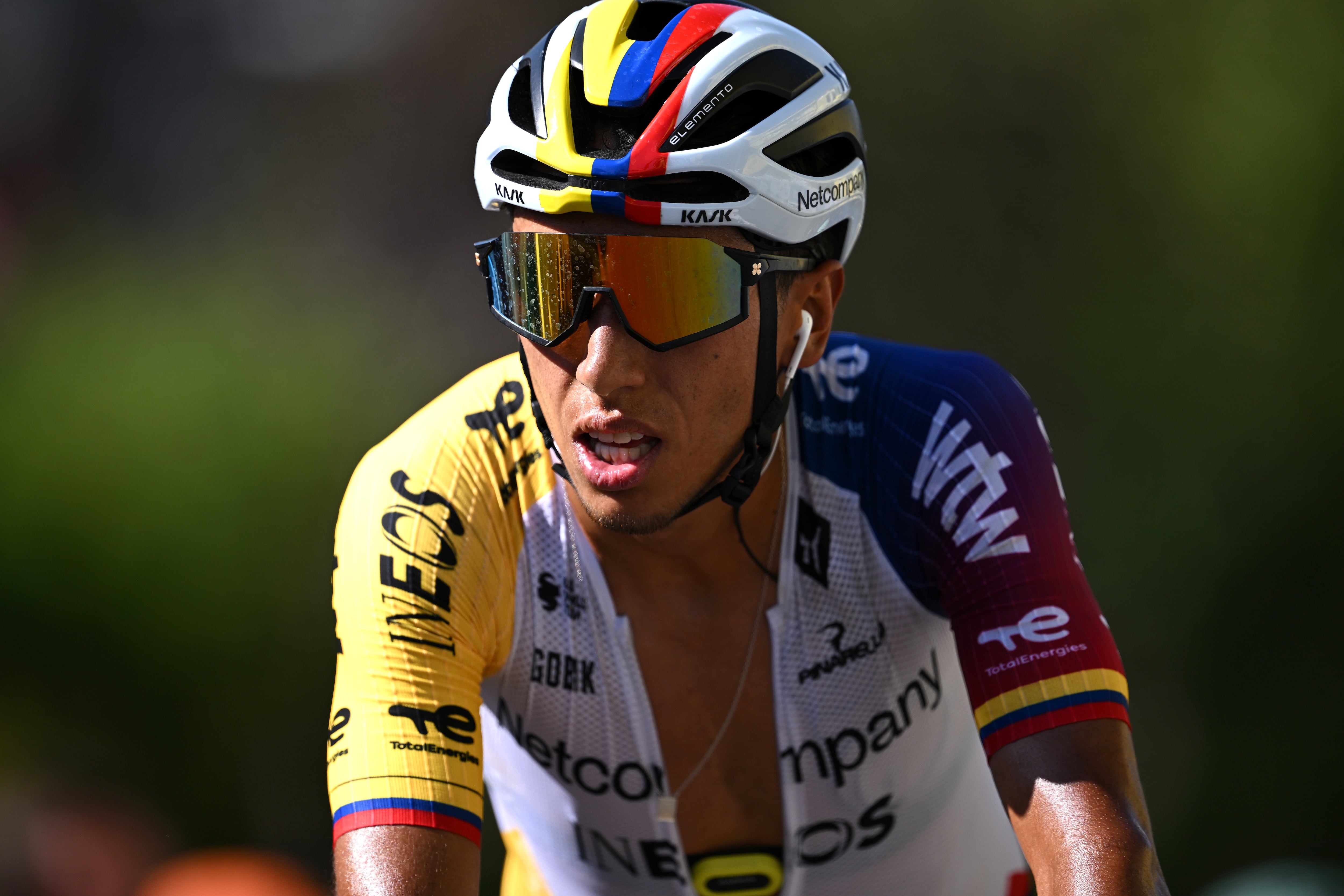 LE LIORAN, FRANCE - JULY 14: Egan Bernal of Colombia and Netcompany INEOS Cycling Team crosses the finish line during the 113th Tour de France 2026, Stage 10 a 166.6km stage from Aurillac to Le Lioran 1240m / #UCIWT / on July 14, 2026 in Le Lioran, France. (Photo by Tim de Waele/Getty Images)