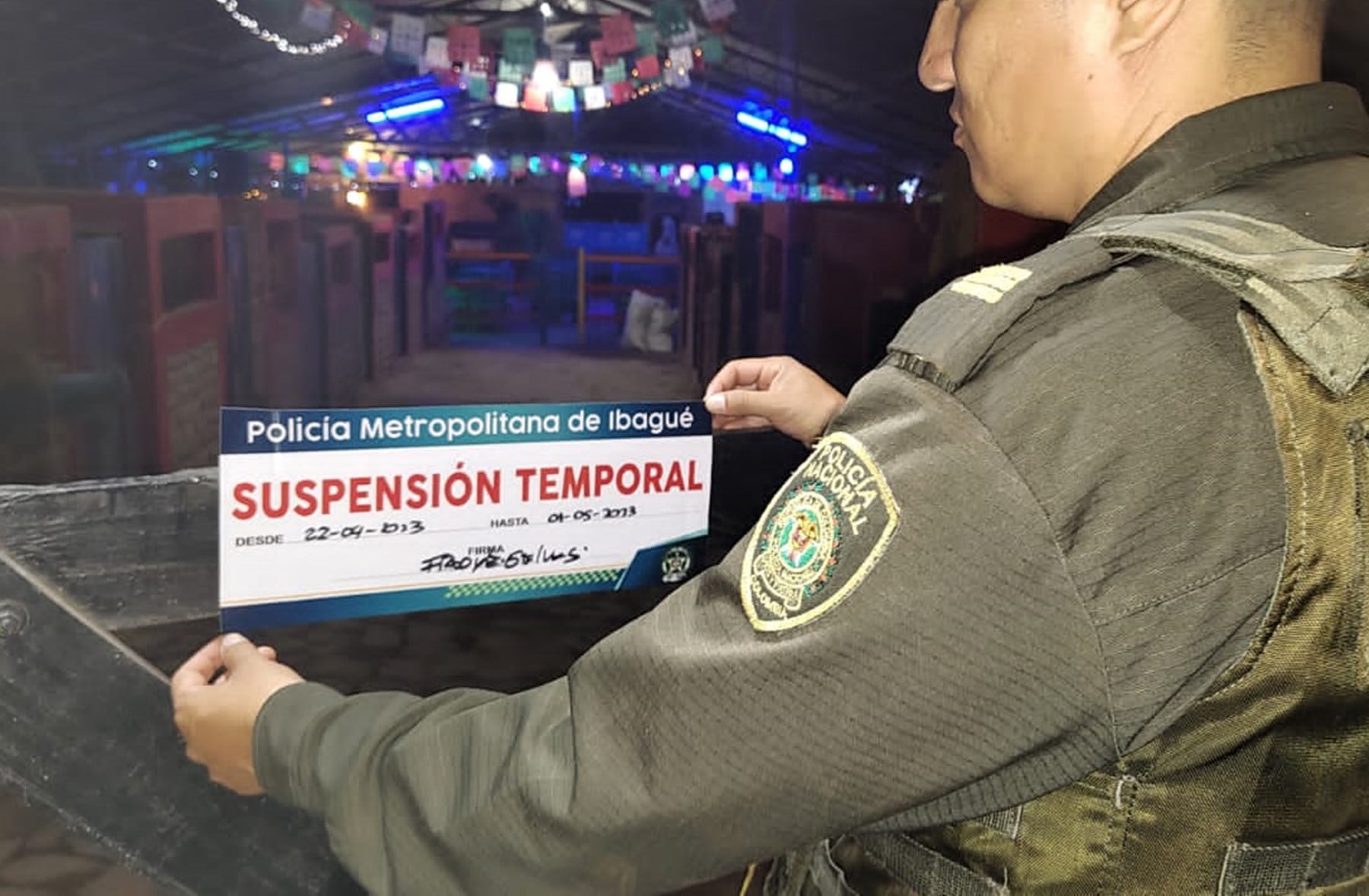 Cierre de un establecimiento en Ibagué