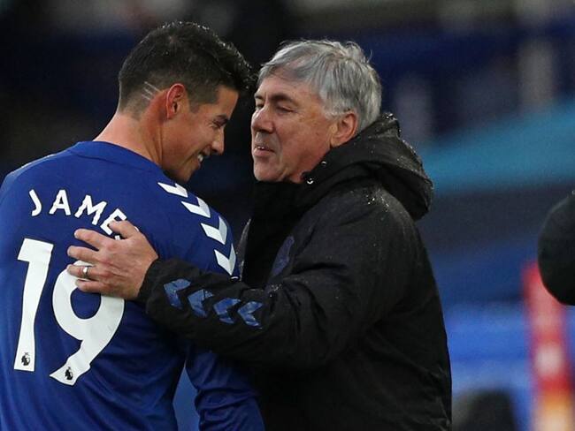 James Rodríguez y Carlo Ancelotti