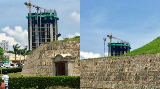 Continúa la polémica por la construcción del edificio Aquarela en el centro histórico de Cartagena. Foto: Leidys Rivero (W Radio)