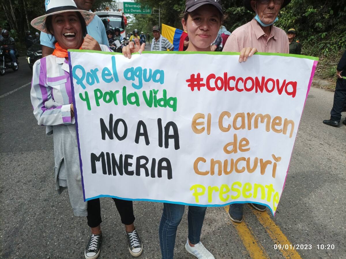 Oneida Suarez, activista anti minera y líder de la protesta.