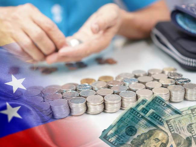 Imagen de las manos y las monedas tomada de Getty Imagenes (Autor: Penpak S.) // Imagen de los dólares tomada de Getty imagenes (Autor: Witthaya Prasongsin) // Imagen de la bandera de Venezuela tomada de Getty Imagenes (autor: Mariano Sayno)