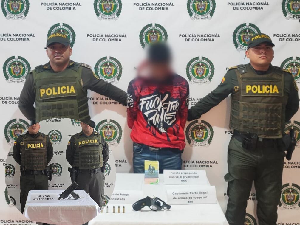 Capturado e incautación de armas en Urrao- foto policía Antioquia