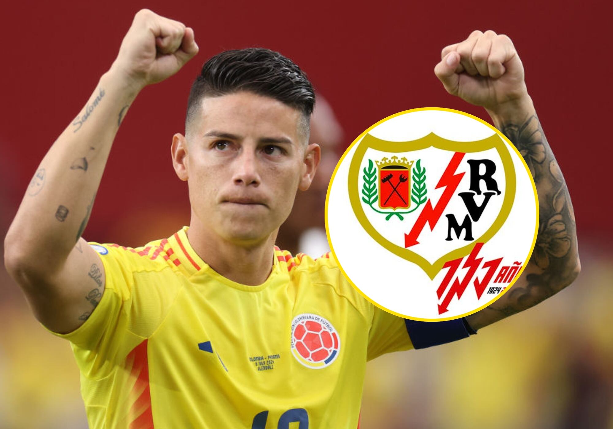 James Rodríguez y Rayo Vallecano . Foto: (Photo by Jamie Squire/Getty Images) / X @RayoVallecano