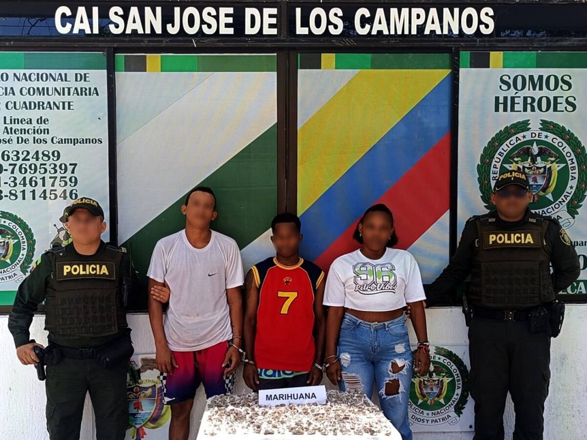 Tres capturados por la Policía Metropolitana señalados de traficar drogas en Cartagena