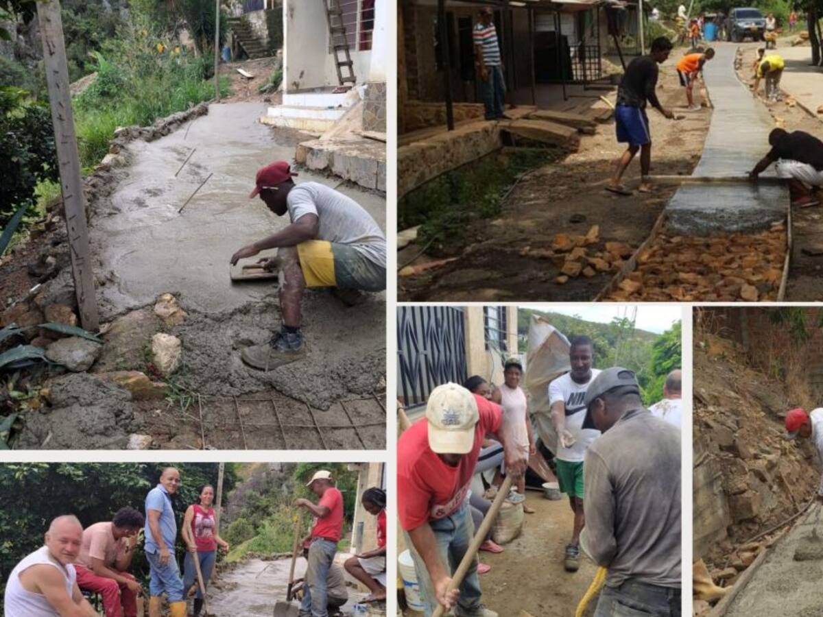 Comunidad en Golondrínas construye accesos con recursos propios