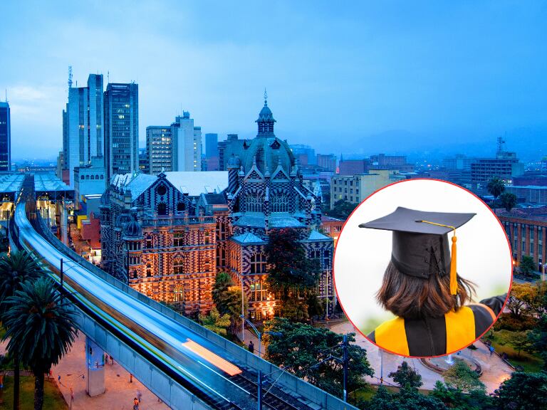 Centro de Medellín, Antioquia, en una madrugada / Mujer graduándose de la universidad (Getty Images)