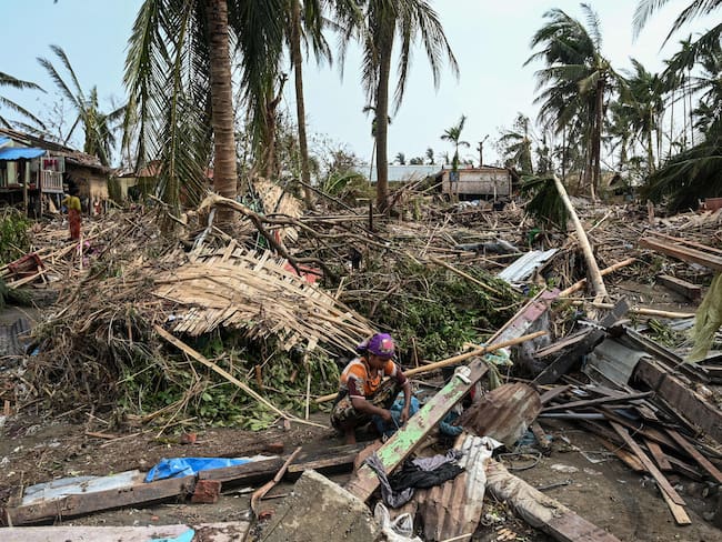 Región de Basara tras el paso del ciclón Mocha por Birmania.
(FOTO: SAI AUNG MAIN/AFP via Getty Images)