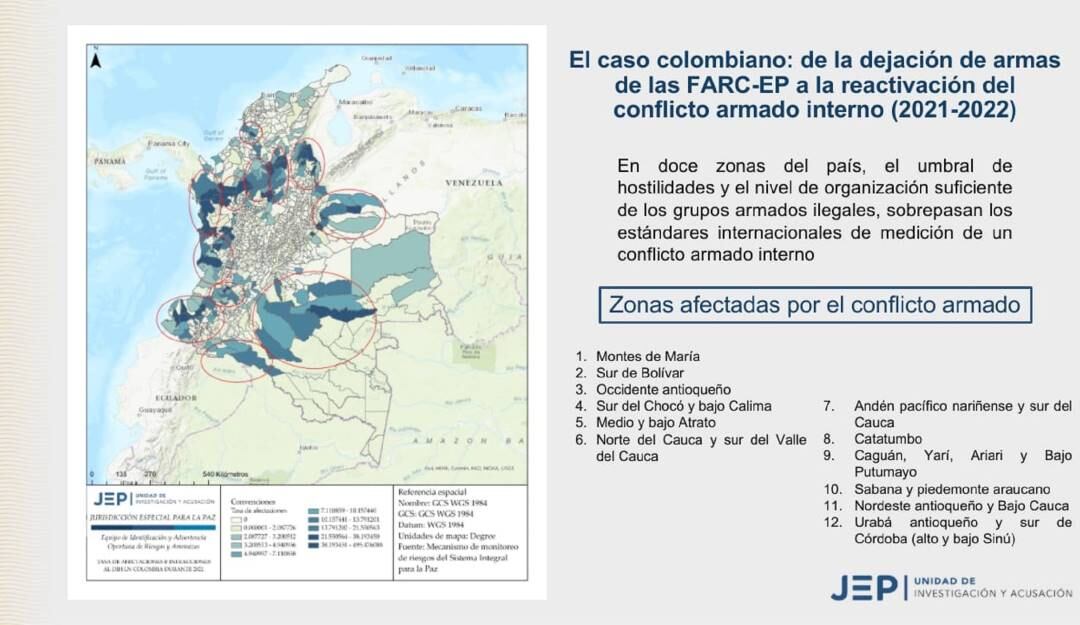 Identificadas 12 zonas críticas en conflicto armado en Colombia  FOTO JEP
