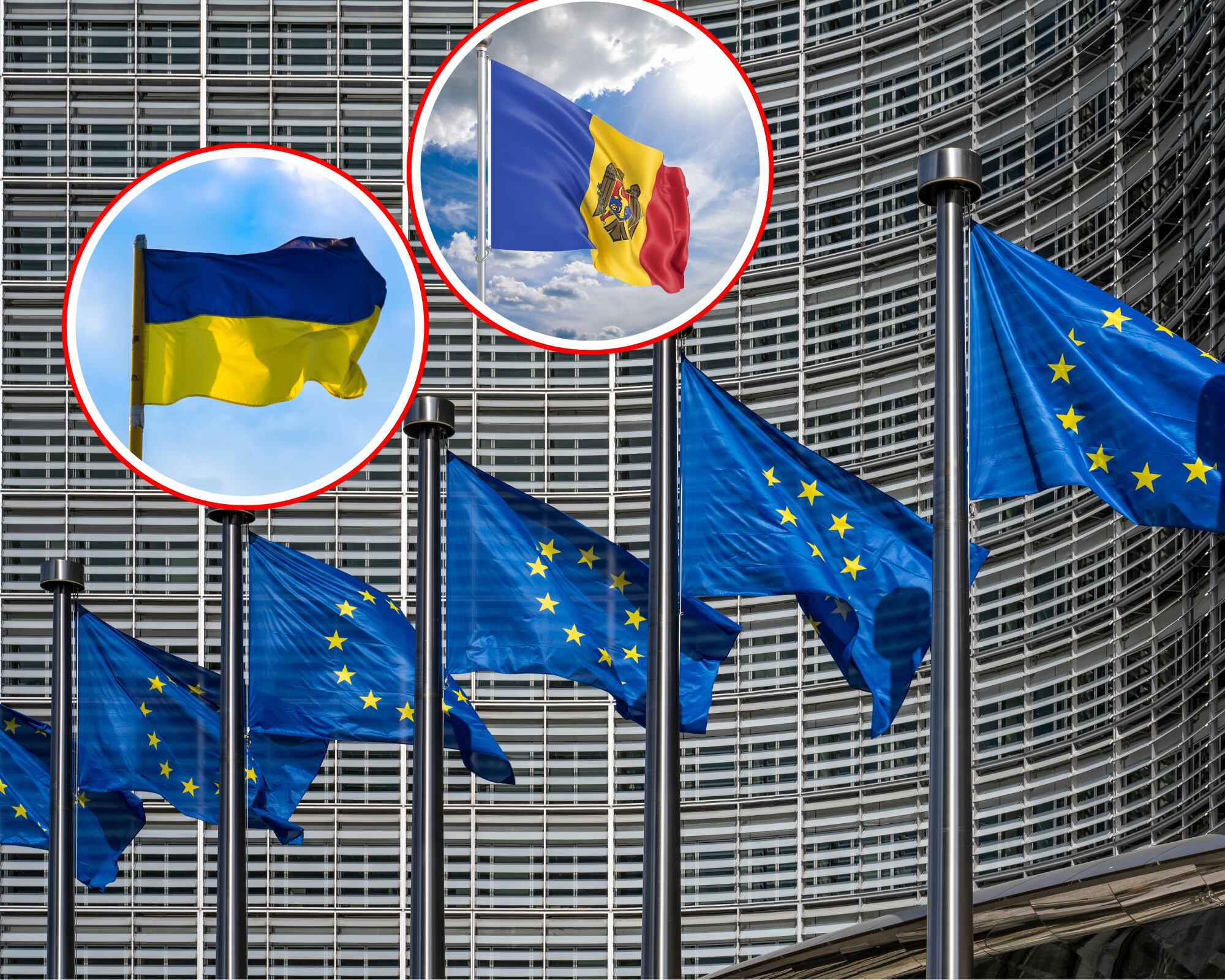 Las banderas de Moldavia y Ucrania junto a las de la Unión Europea.
(Foto: Getty / Caracol Radio )