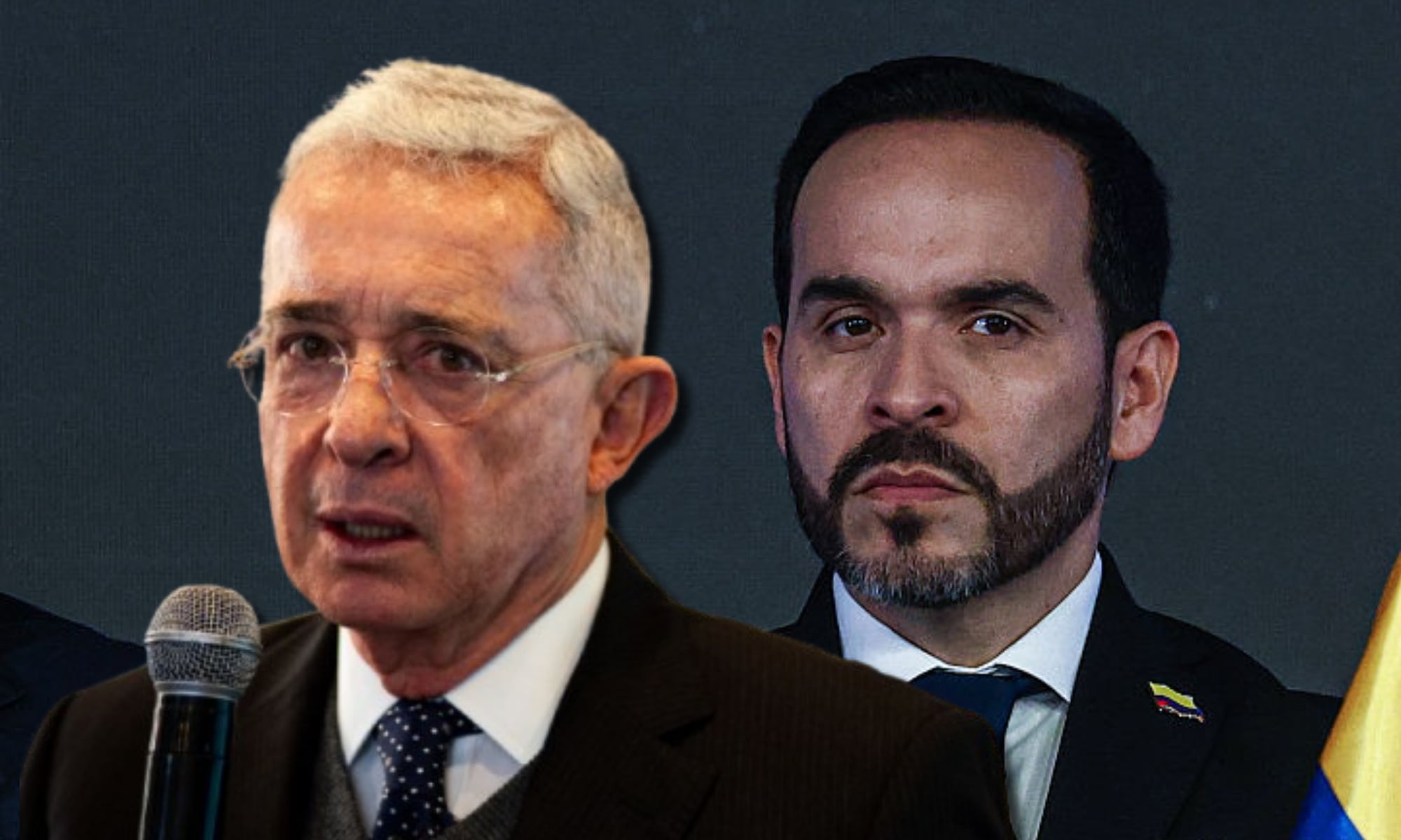 Álvaro Uribe Vélez y Abelardo de la Espriella. Fotos: (Photo by: Sebastian Barros/Long Visual Press/Universal Images Group via Getty Images) / (Photo by Lucas Aguayo Araos/Anadolu via Getty Images)