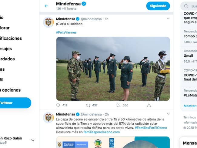 MinDefensa publica en Twitter &quot;gloria a los soldados&quot;