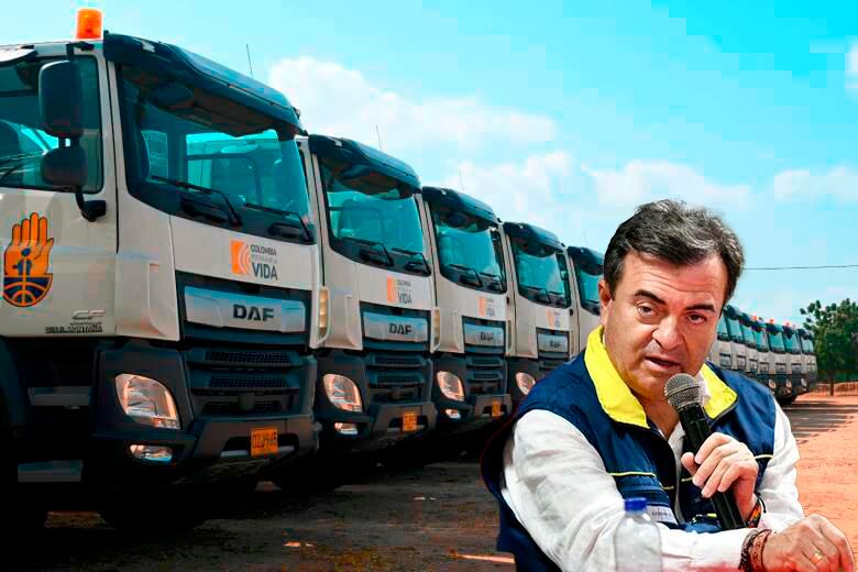 Carrotanques de la UNGRD y Olmedo López, exdirector de la entidad | Fotos: Colprensa