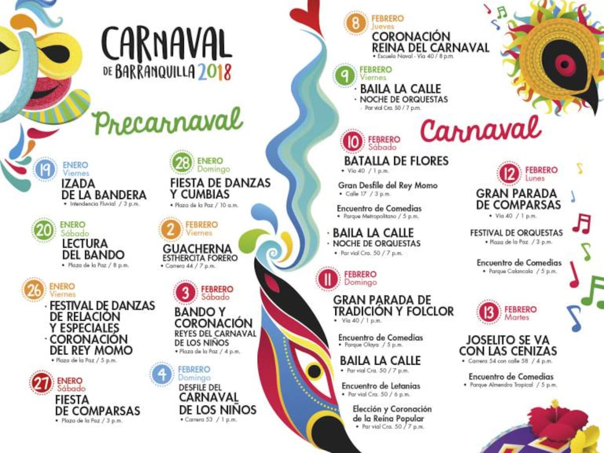 Conozca la programación oficial del Carnaval 2018