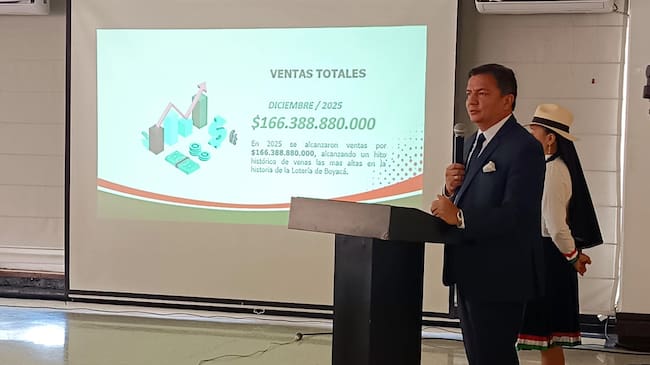 El gerente de la Lotería de Boyacá, Diego Fabián Hernández Ruíz, expuso los resultados de la entidad durante el 2025 / Foto: Caracol Radio.
