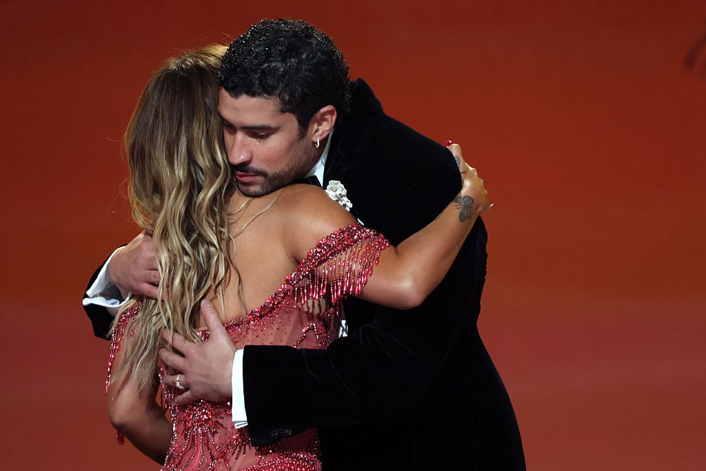 LOS ANGELES, CALIFORNIA - FEBRUARY 01: Bad Bunny accepts the Best Música Urbana Album award for "DeBÍ TiRAR MáS FOToS" from Karol G onstage during the 68th GRAMMY Awards at Crypto.com Arena on February 01, 2026 in Los Angeles, California.  (Photo by Kevin Mazur/Getty Images for The Recording Academy)