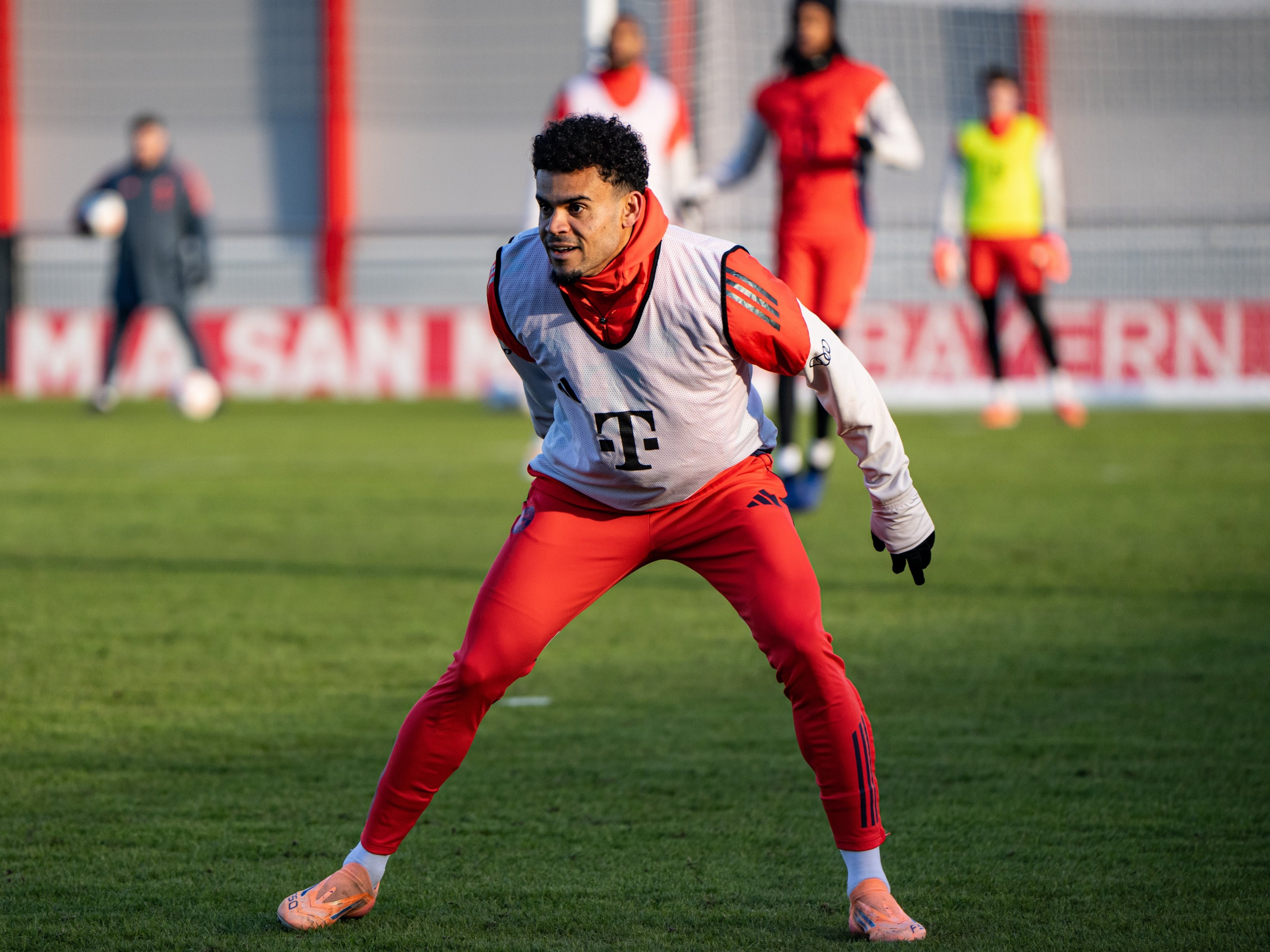 Luis Díaz en su primera práctica tras su regreso al Bayern Múnich / Twitter: @FCBayern.