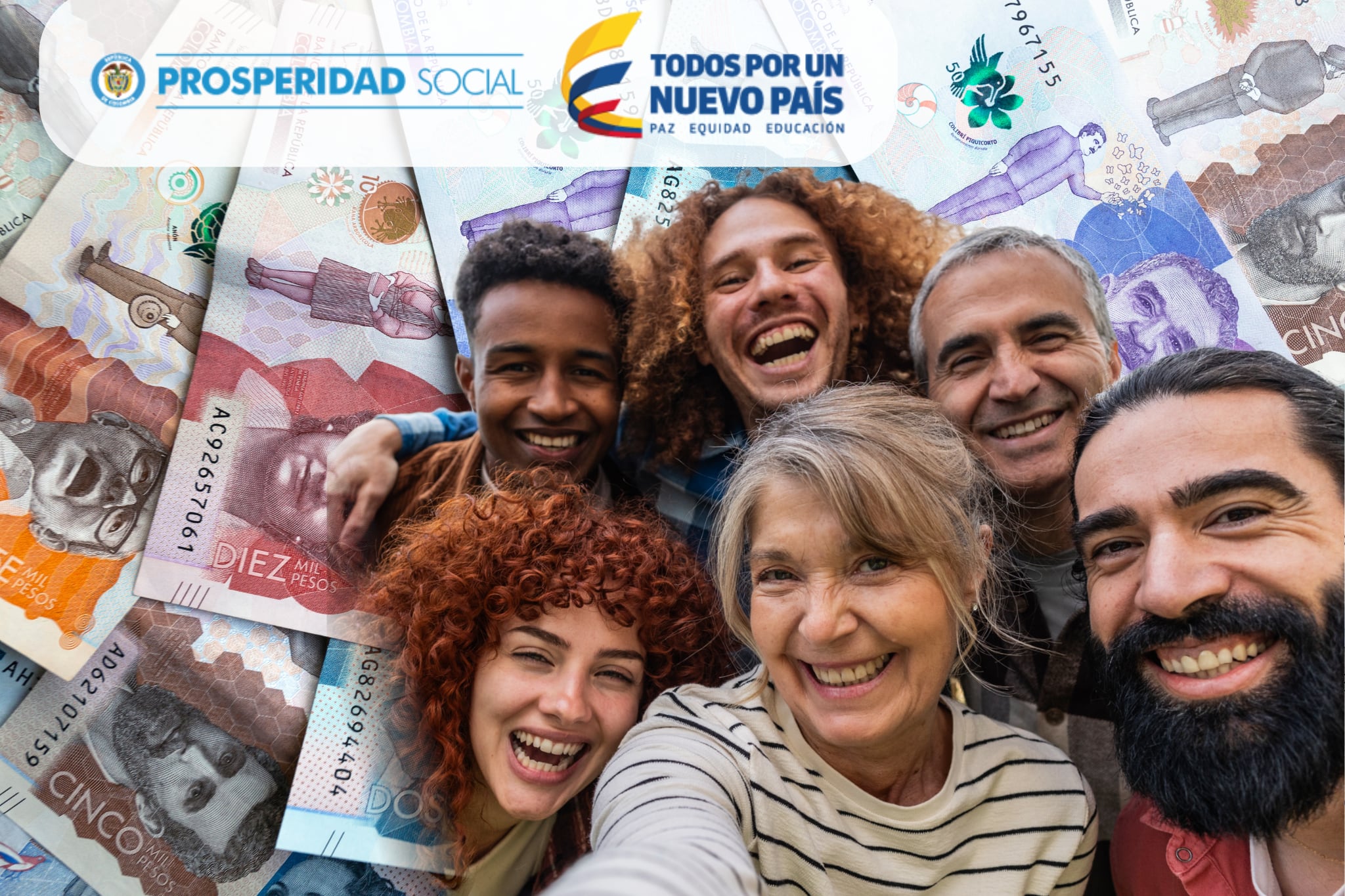 Imagen del dinero tomada de Getty imagenes (Autor: Fredy Sanchez) // Imagen de las personas tomada de Getty imagenes (Autor: Jose carlos cerdeno martinez) // Imagen del logo de Prosperidad Social tomada de colprensa Imagenes (Autor: Colprensa)