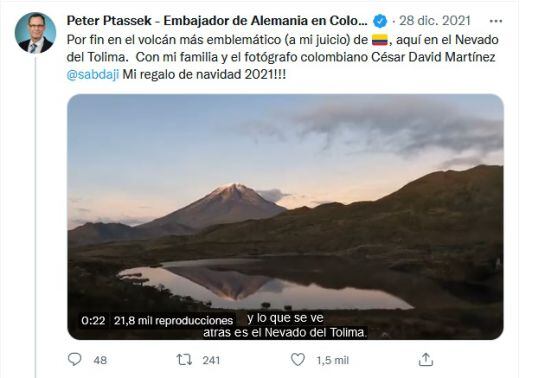 Trino sobre el nevado del Tolima