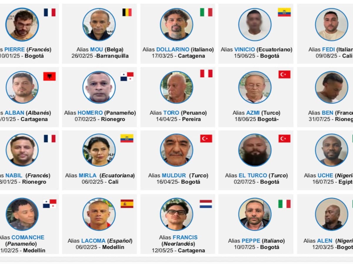 Estos son los 19 narcotraficantes extranjeros capturados en Colombia en el último año