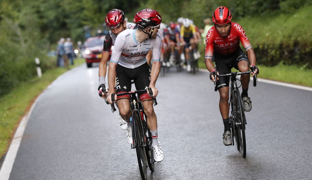 Marc Hirshi junto a Nairo Quintana en el Tour de Luxemburgo 2021