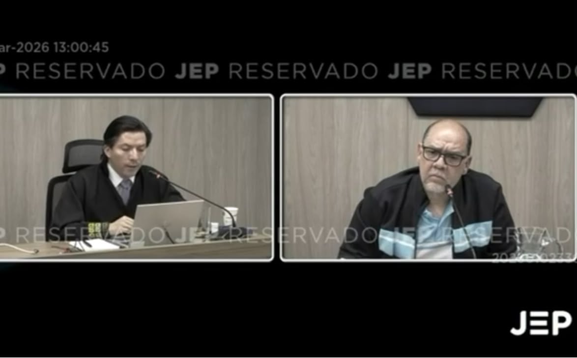 Saúl Severini durante su declaración ante la JEP. Foto: JEP.