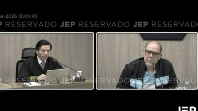 Saúl Severini durante su declaración ante la JEP. Foto: JEP.