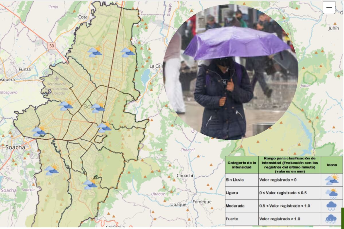 Mapa lluvias Bogotá - Mujer en Bogotá con sombrilla/ Getty Images - Alcaldía Bogotá SAB
