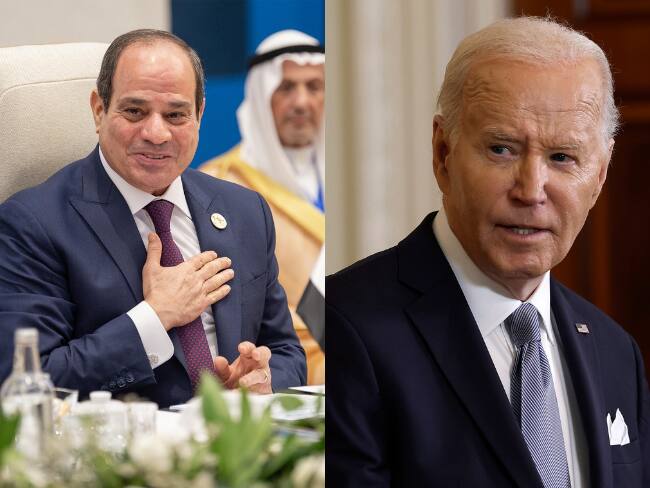 El mandatario de Egipto Abdel Fattah al-Sisi y el presidente estadounidense Joe Biden.