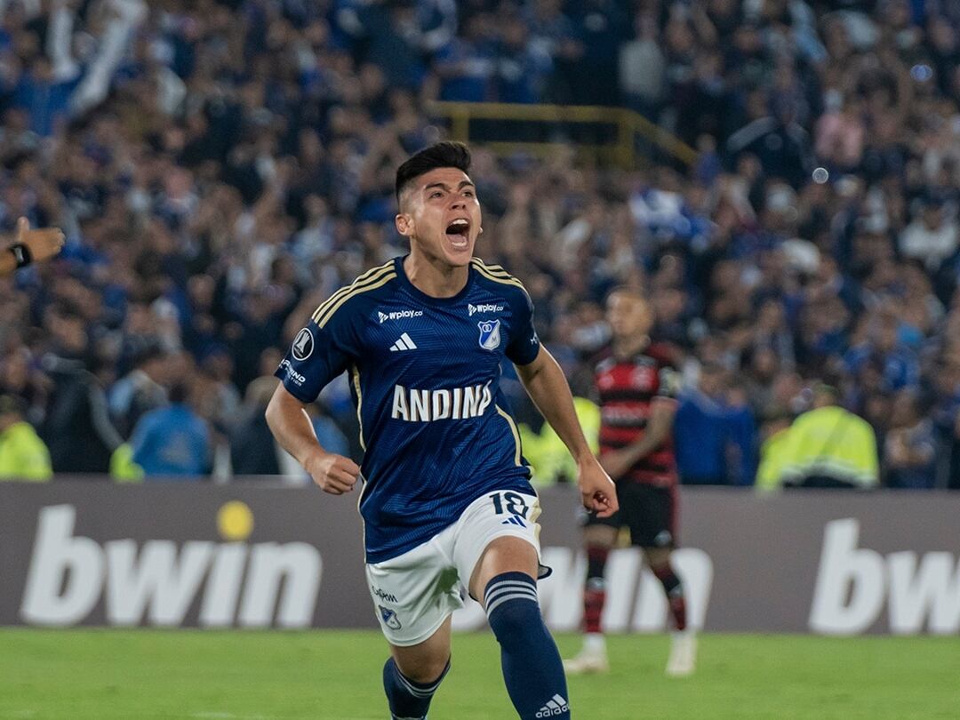 Daniel Ruiz celebra su gol a Flamengo en la Copa Libertadores / Millonarios FC.