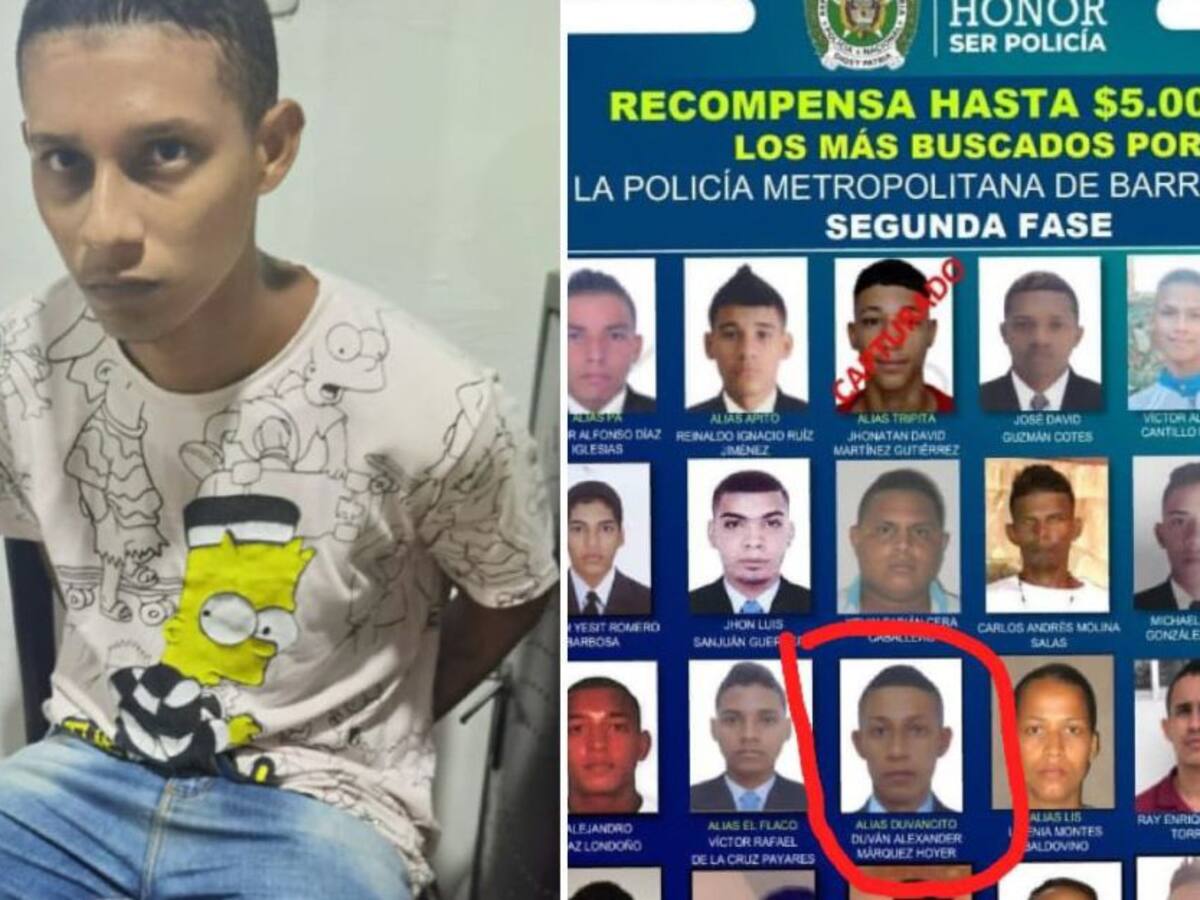 Capturan a alias "Duvancito" del cartel de los más buscados en Barranquilla
