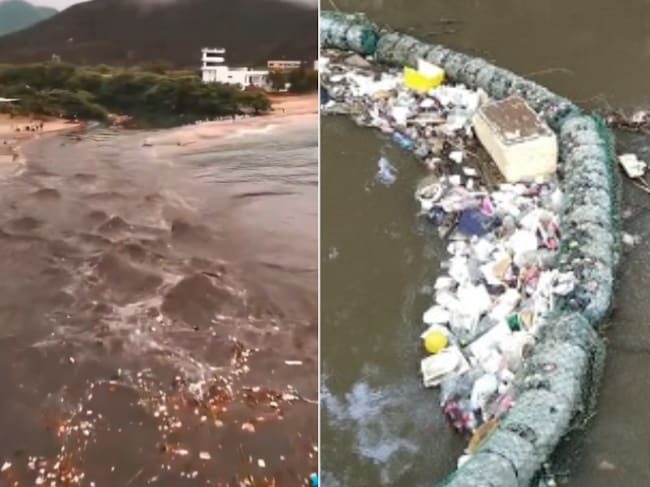 Santa Marta instalará malla en el río Manzanares para contener basuras que llegan a la Bahía: Foto: Video de X @Guillerod/ ´Salva tu rio´.
