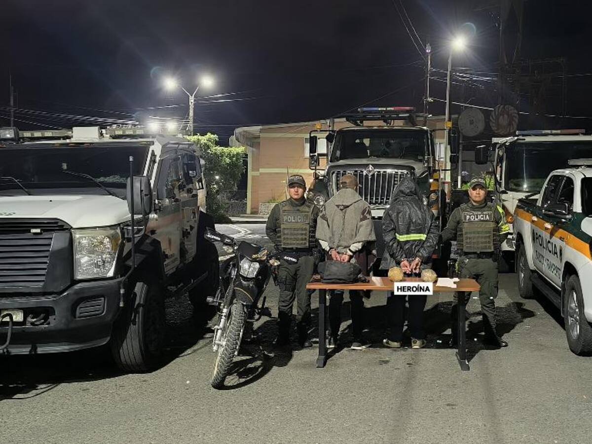 Dos personas fueron capturadas en Nariño mientras transportaban heroína en una moto