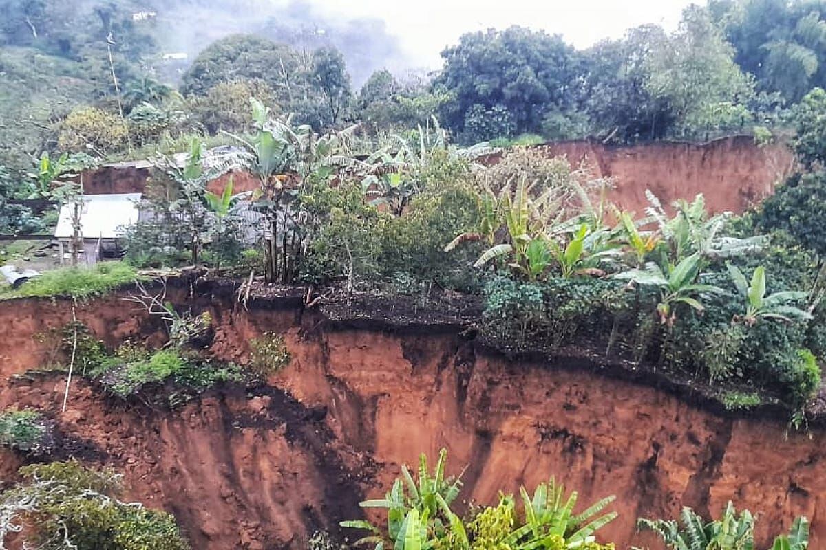 Una falla geológica y las fuertes lluvias generan las afectación a esta población de Rosas Cauca. Crédito: Junta de Acción Comunal La Soledad. 