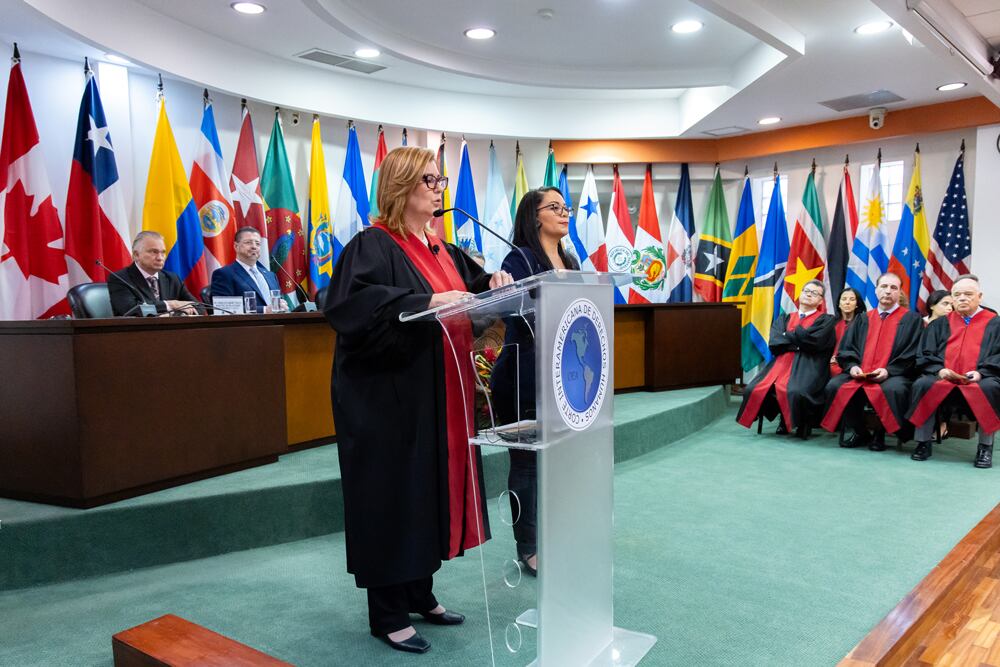 Corte Interamericana de Derechos Humanos, en plena audiencia desde San José, Costa Rica.