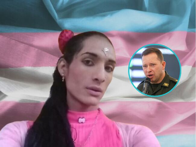 Sara Millerey González Borja, imagen tomada de Facebook oficial de González; Bandera Trans, imagen de referencia (Getty Images)/Director de la Policía Nacional, Carlos Fernando Triana. Foto: Colprensa - Lina Gasca