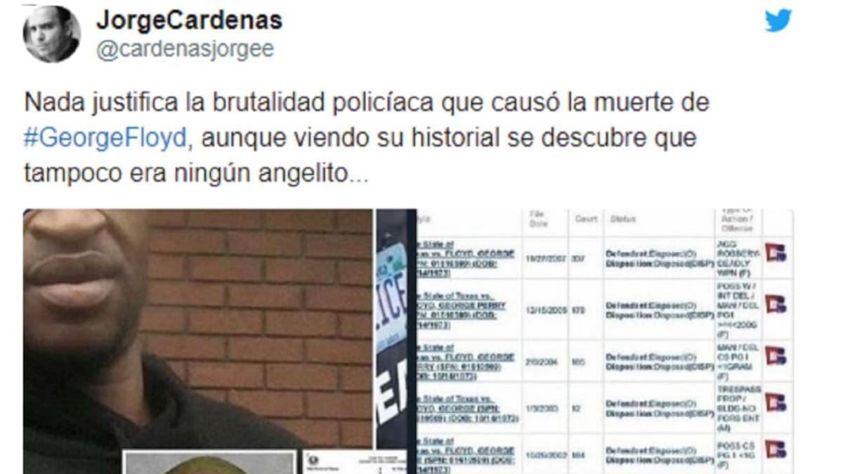 Jorge Cárdenas dice que Floyd no era un "angelito" y le caen encima